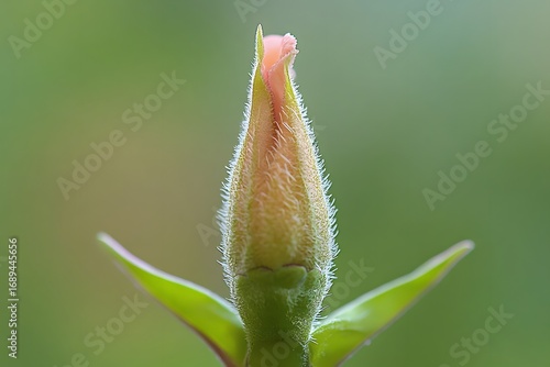 Closeup of a Fuzzy Pink Flower Bud, Nature Macro Photography