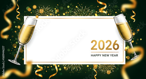 Happy New Year 2026 Floral Illustration