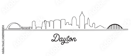 Dayton Line Art skyline silhouette. Black Dayton, OH city design. with white background
