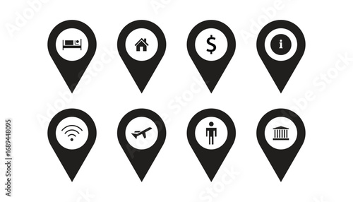 Location Icons Representing Different Services and Features	