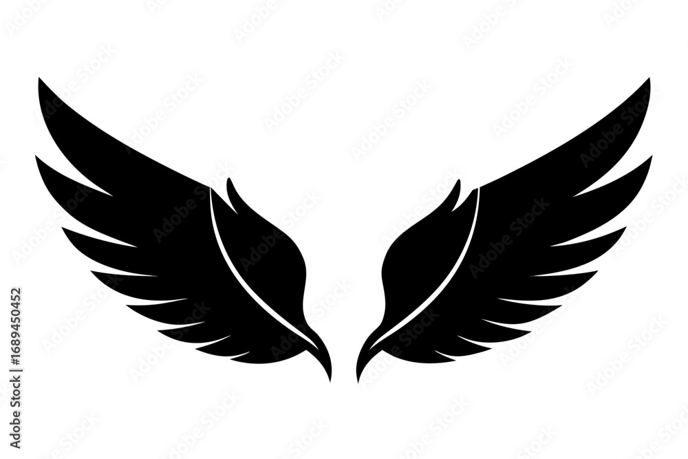 Obraz premium angel wings, Wings collection with feathers, Black white vector illustration, Tattoo.