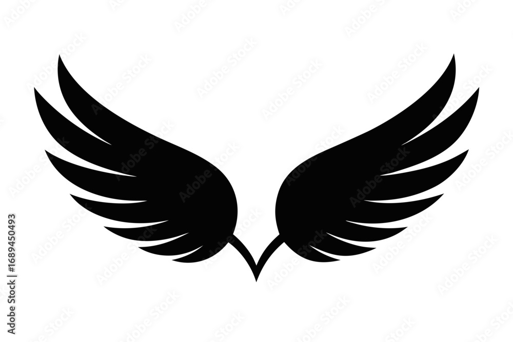 Obraz premium angel wings, Wings collection with feathers, Black white vector illustration, Tattoo.