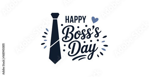 Festive Happy Boss's Day design with necktie and heart icon, perfect for corporate greetings, appreciation cards, and office celebrations 