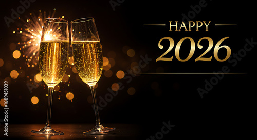 Happy New Year 2026 Floral Illustration