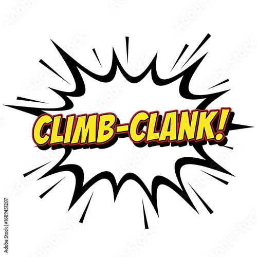 Comic Book Style "Climb-Clank!" Sound Effect Graphic