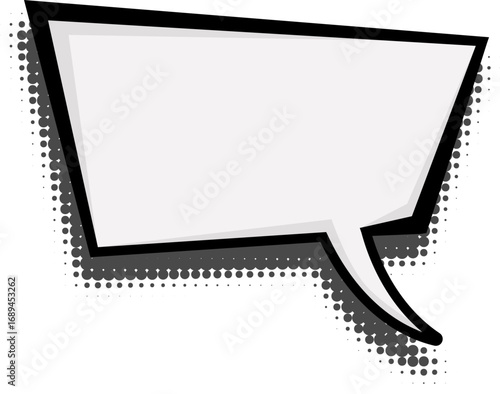 Manga speech bubble for comics. Anime box frame for text with halftone effect. Cartoon explosion cloud for dialogues and messages.