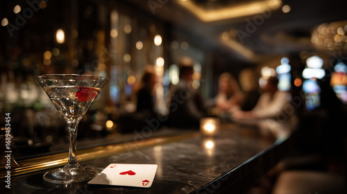 Glamorous Casino Bar with Ace of Hearts and Cocktail