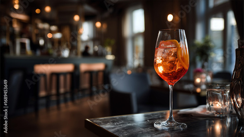 A spritz on a table in an American bar