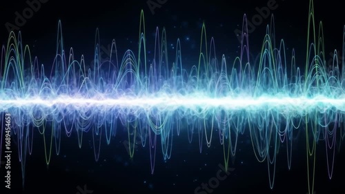 Abstract Blue Energy Waveform, Digital Sound Frequency Visualization