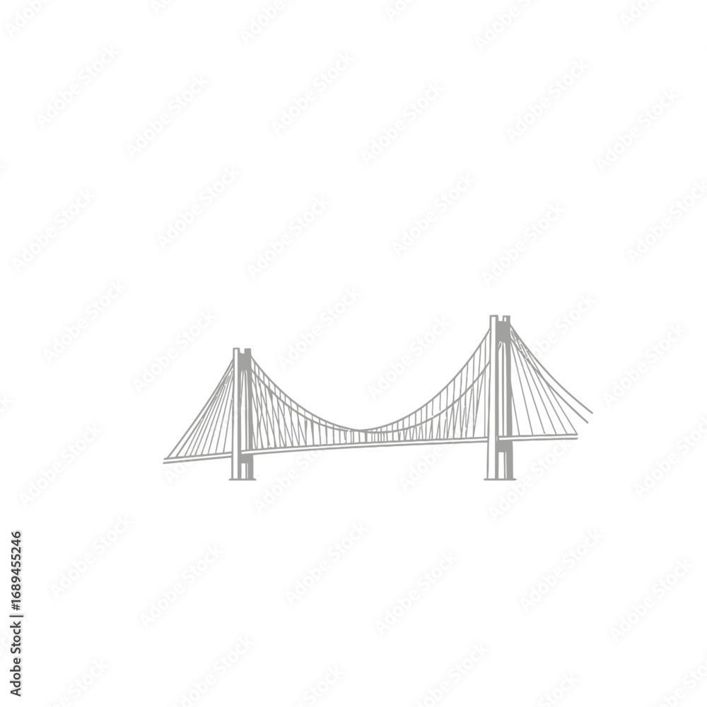 Fototapeta premium Gray Scale Suspension Bridge Line Drawing