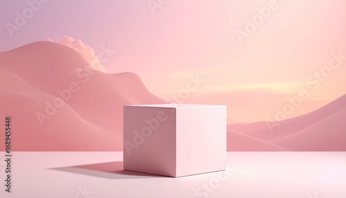 Create a minimalist scene that blends geometric elegance with natural textures and soft light in a serene desert-inspired setting.