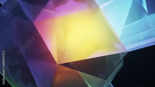 Vibrant Prismatic Crystals Glowing Dark Background Fantasy Gems