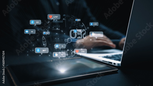 Wallpaper Mural Social media marketing strategy with engagement metrics. Social marketing boosts media visibility. Social media marketing drives traffic. Social media marketing increases engagement. Elide Torontodigital.ca