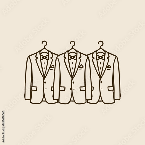 Hand Drawn Wedding Groomsmen suits Illustration Collection