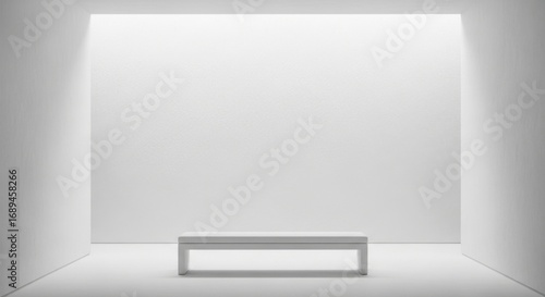 Wallpaper Mural Minimalist White Gallery Wall with Bench in Bright Modern Exhibition Space Torontodigital.ca