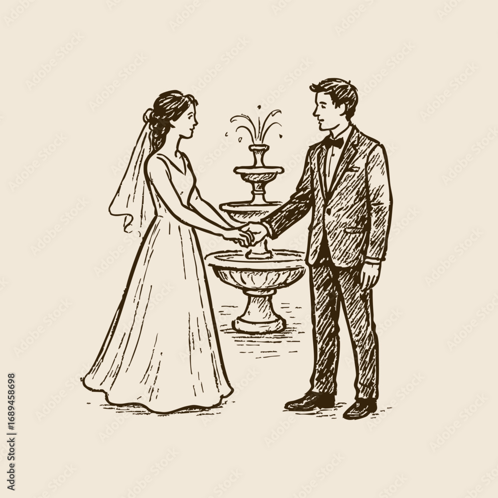 Fototapeta premium Hand Drawn Wedding Illustration Collection