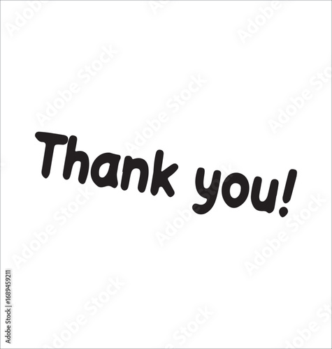 Simple Thank You Message in Black and White with Playful Font for Gratitude and Appreciation with Ample White Space
