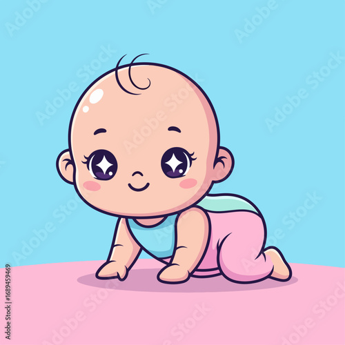 Vector illustration of cute baby with different expressions 7