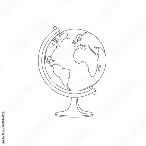 Line Drawing of a Desk Globe