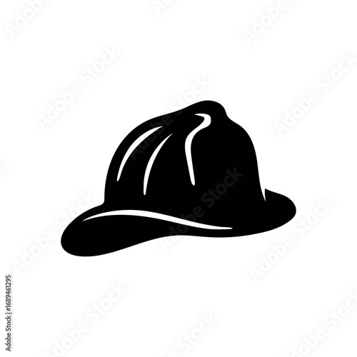 Iconic black silhouette of a firefighter helmet symbolizing courage and safety