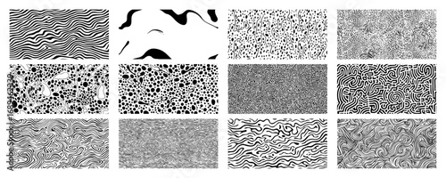 Abstract organic lines and dots pattern textures collection