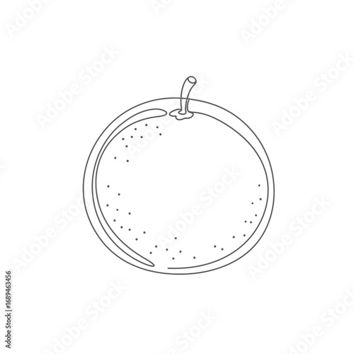 Line Drawing of a Single Orange Fruit
