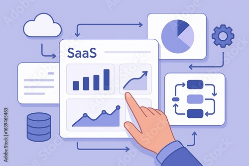 Flat Illustration of SaaS and Data Management
