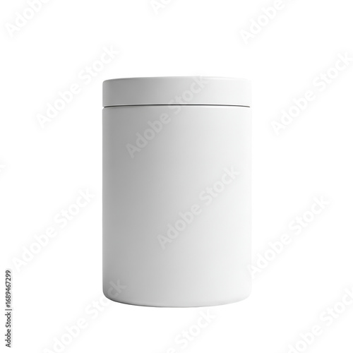 A Sleek white matte cylindrical container box mockup