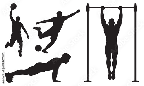 Bodybuilding and Fitness Vector Silhouettes Collection