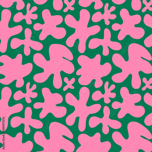 seamless pattern, pink flowers illustration
