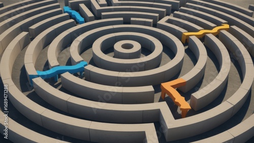 Wallpaper Mural Maze puzzle challenge labyrinth game solution finding way out escape route concept art on transparent background Torontodigital.ca