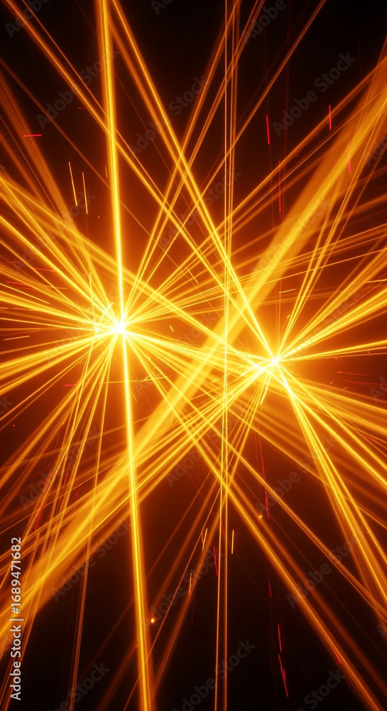 Fototapeta premium Intricate Golden Light Rays Exploding in Dark Space