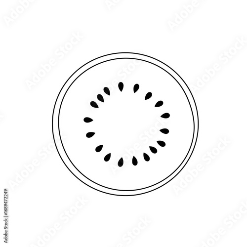 Simple Line Drawing of a Kiwi Fruit Slice