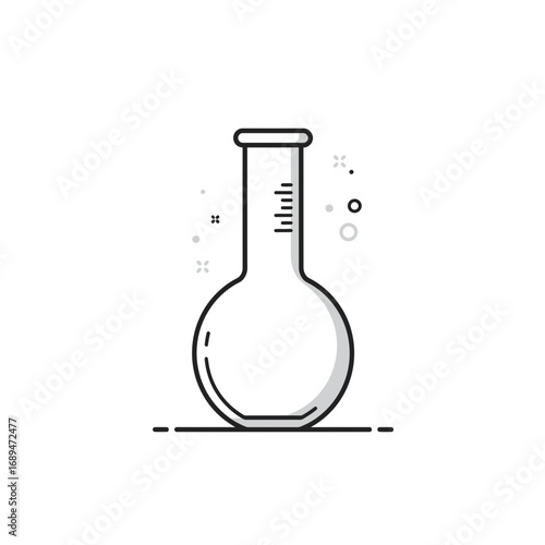 Simple Line Drawing of a Round-Bottom Flask