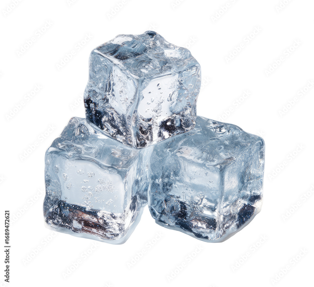 Obraz premium Three clear ice cubes stacked (1)