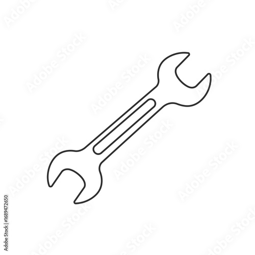 Simple Line Drawing of a Wrench on White Background