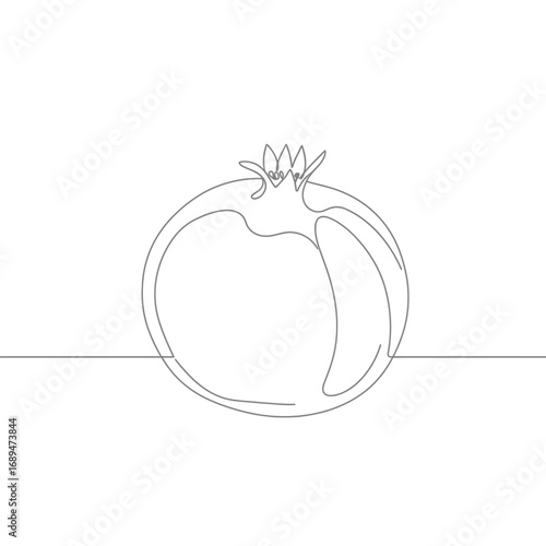 Single Line Drawing of a Tomato on White Background