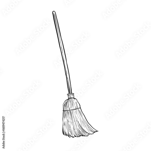 broom sweep vector hand drawn illustration