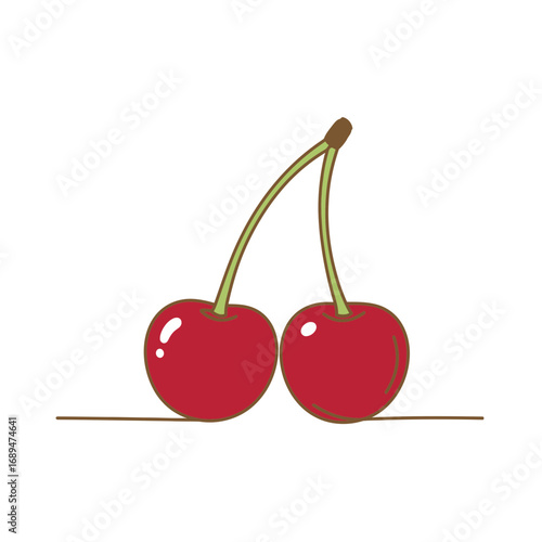 Two Red Cherries Illustration