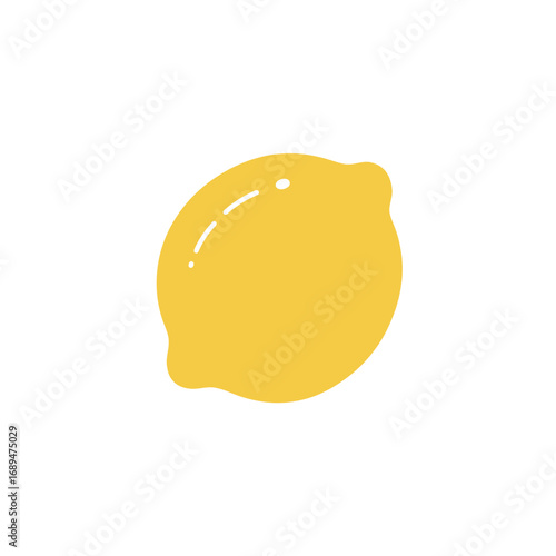 Yellow Lemon Illustration on White Background