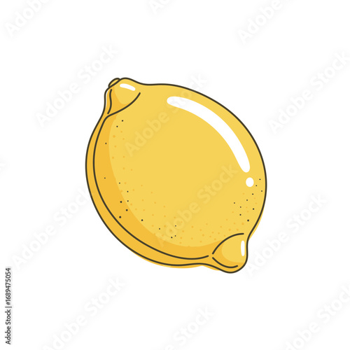 Yellow Lemon Illustration on White Background