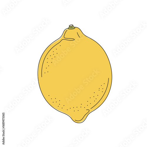 Yellow Lemon Illustration on White Background