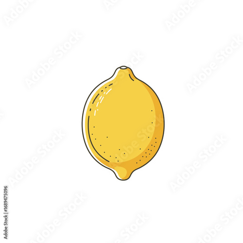 Yellow Lemon Illustration on White Background