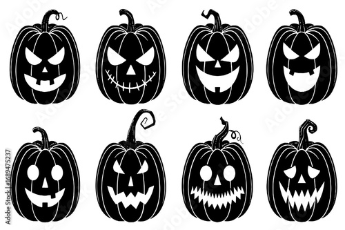 Halloween Jack O’ Lantern Faces – Spooky Pumpkin Vector Set