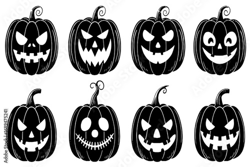 Halloween Jack O’ Lantern Faces – Spooky Pumpkin Vector Set