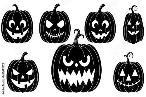 Halloween Jack O’ Lantern Faces – Spooky Pumpkin Vector Set