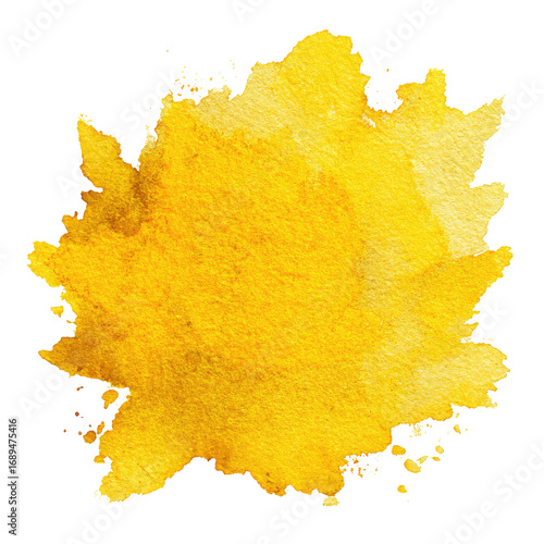 Abstract, vibrant yellow watercolor stain