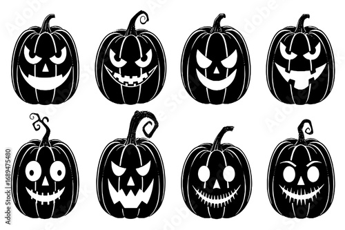 Halloween Jack O’ Lantern Faces – Spooky Pumpkin Vector Set