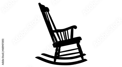 chair, rocking, furniture, seat, comfort, relax, vintage, wood, home, interior, traditional, classic, old, retro, rest, lounge, swing, design, silhouette, vector, icon, outline, clipart, graphic, mini
