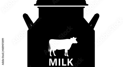 milk, can, dairy, container, cow, farm, agriculture, food, beverage, fresh, organic, natural, cream, healthy, nutrition, livestock, rural, village, vintage, retro, metal, storage, drink, black, silhou
